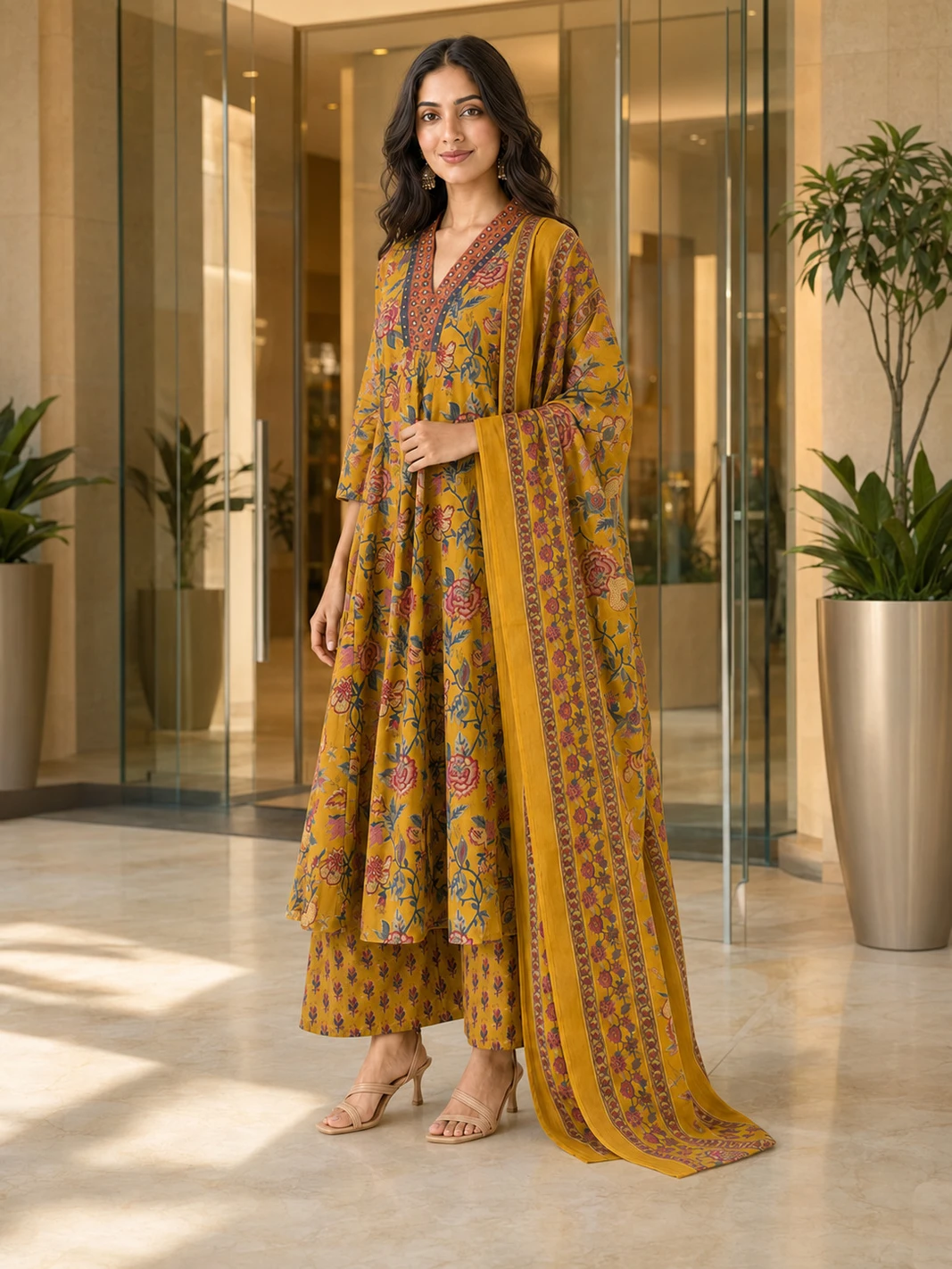 Cotton Kurta Palazzo Dupatta Set