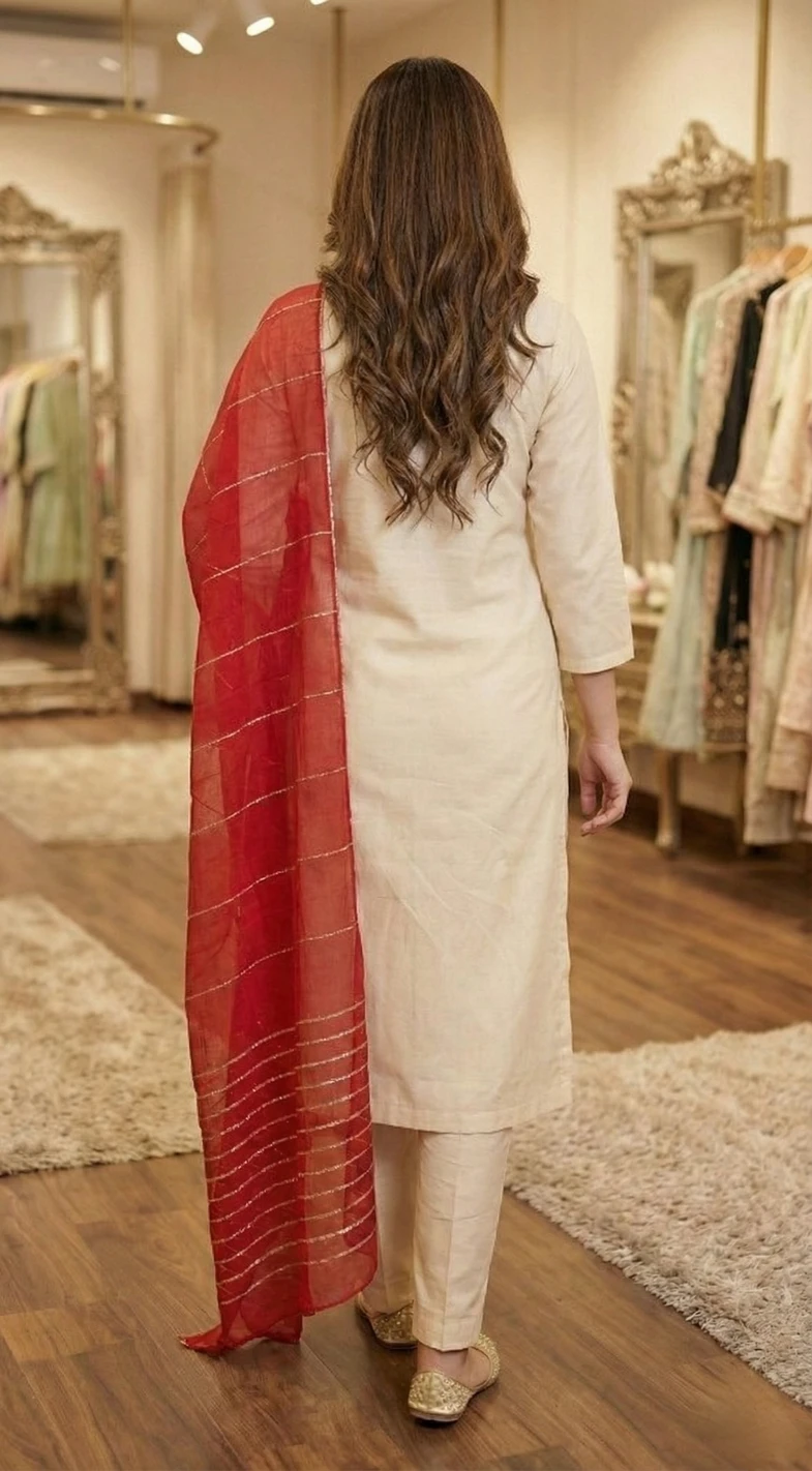 Pure Cotton Kurti Pant Dupatta Set